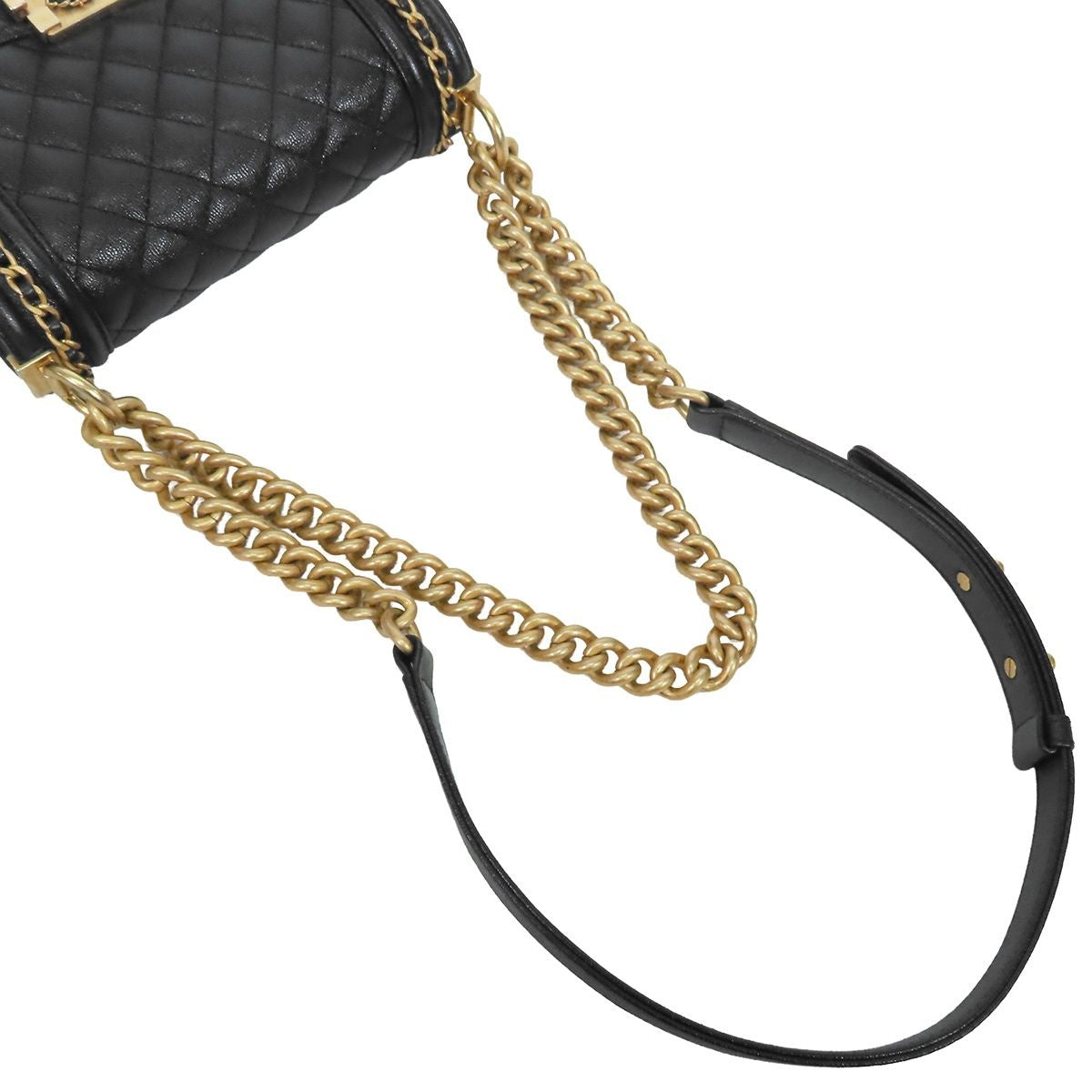 Chanel Boy Black Gold Caviar Leather Small 20 Shoulder Bag — view 4