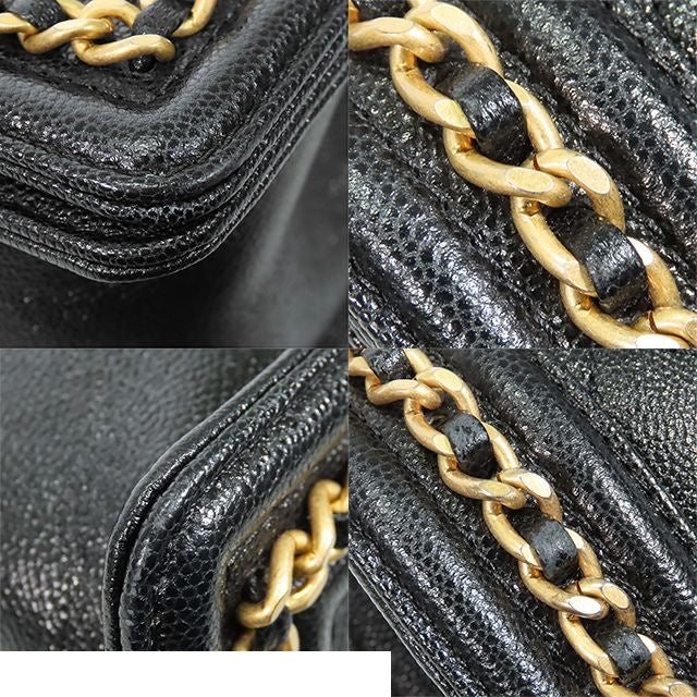 Chanel Boy Black Gold Caviar Leather Small 20 Shoulder Bag — view 6