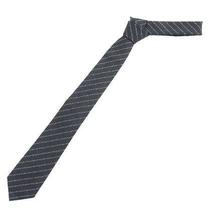Gucci 100% Wool Regimental Logo Stripe Tie With 7cm (2.76in) Dark Gray Tips