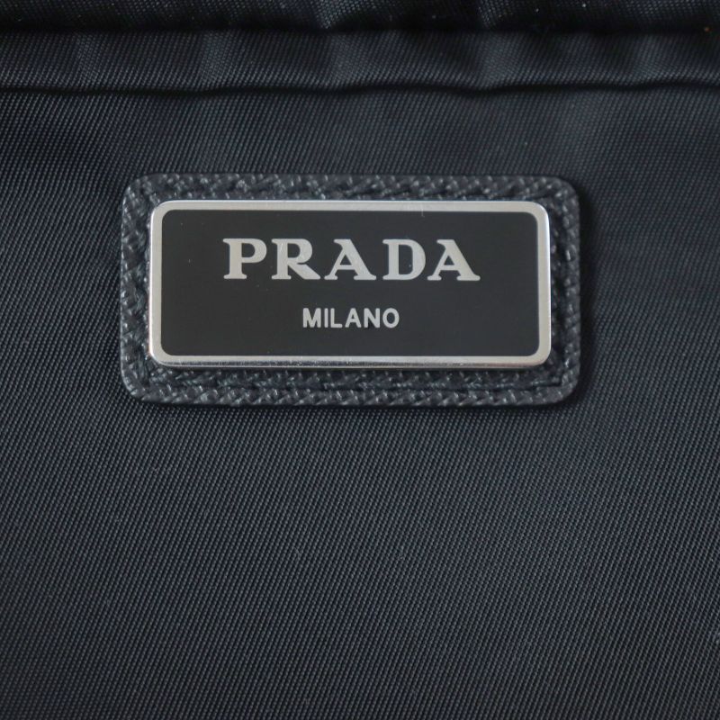 Prada 2vl132 Tessuto Triangle Logo Triangle Plate Nylon Saffiano Leather Belt