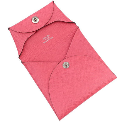 Hermes Coin Case Bastia Vaux Epson Rose Azalea Silver Hardware Coin Purse