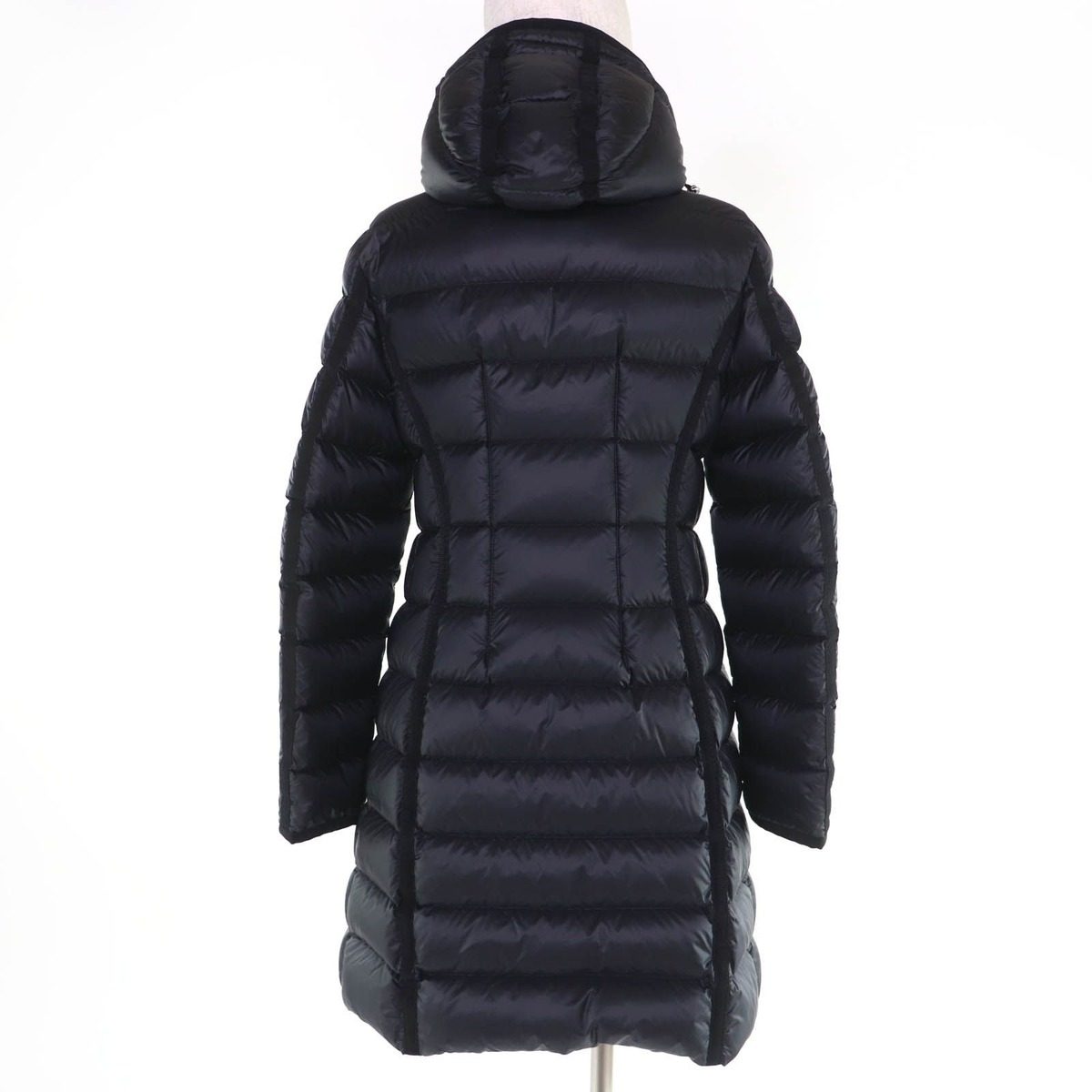 Moncler Hermine Logo Patch Hooded Down Coat Black 2 Garment — view 3