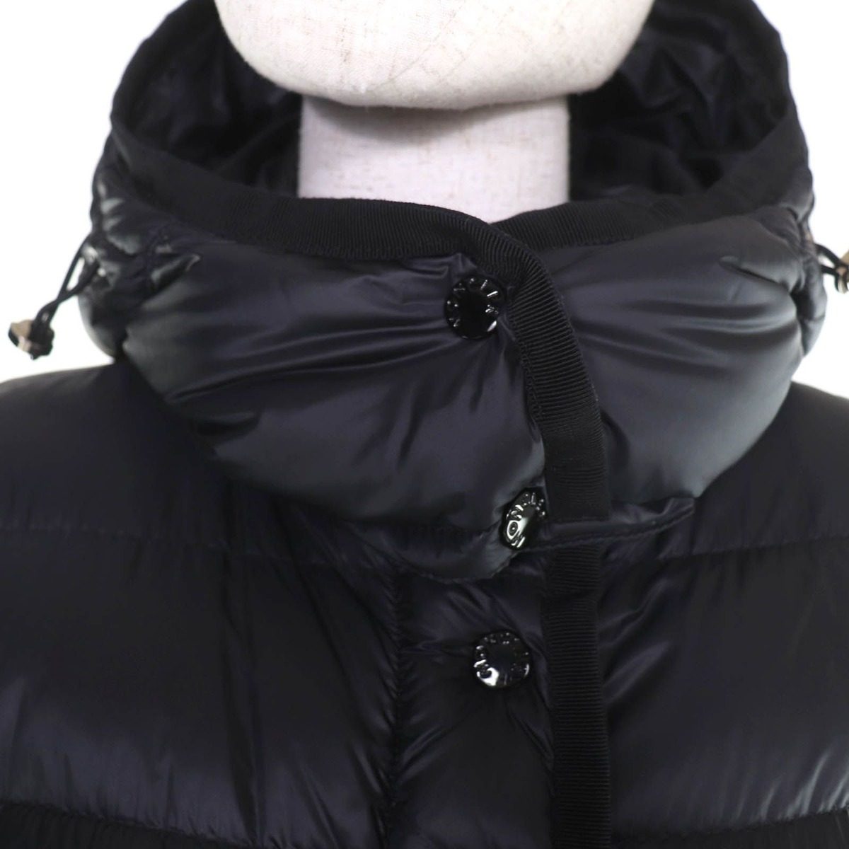 Moncler Hermine Logo Patch Hooded Down Coat Black 2 Garment — view 4