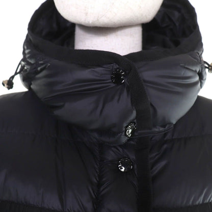 Moncler Hermine Logo Patch Hooded Down Coat Black 2 Garment — view 4