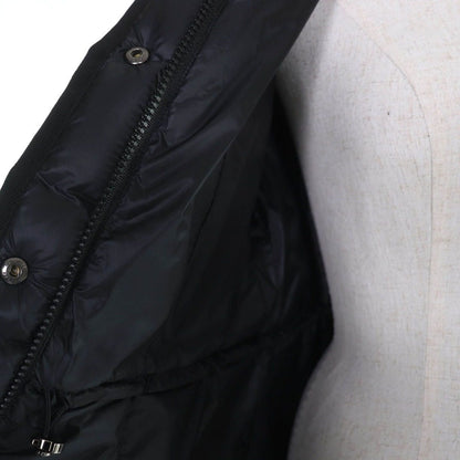 Moncler Hermine Logo Patch Hooded Down Coat Black 2 Garment — view 5
