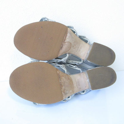 Good Chanel Chunky Heel Metallic Cles Zers Ring Back Sandals 35.5c Equivalent