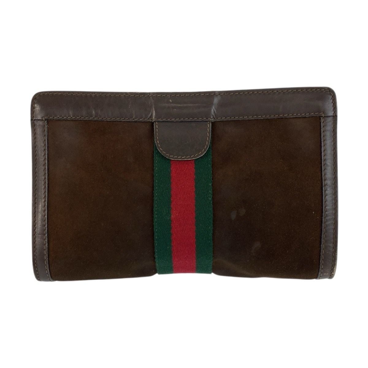 Gucci Vintage Sherry Line Brown Suede Clutch
