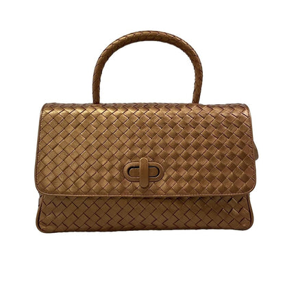 Bottega Veneta Handbag Intrecciato Bronze Leather