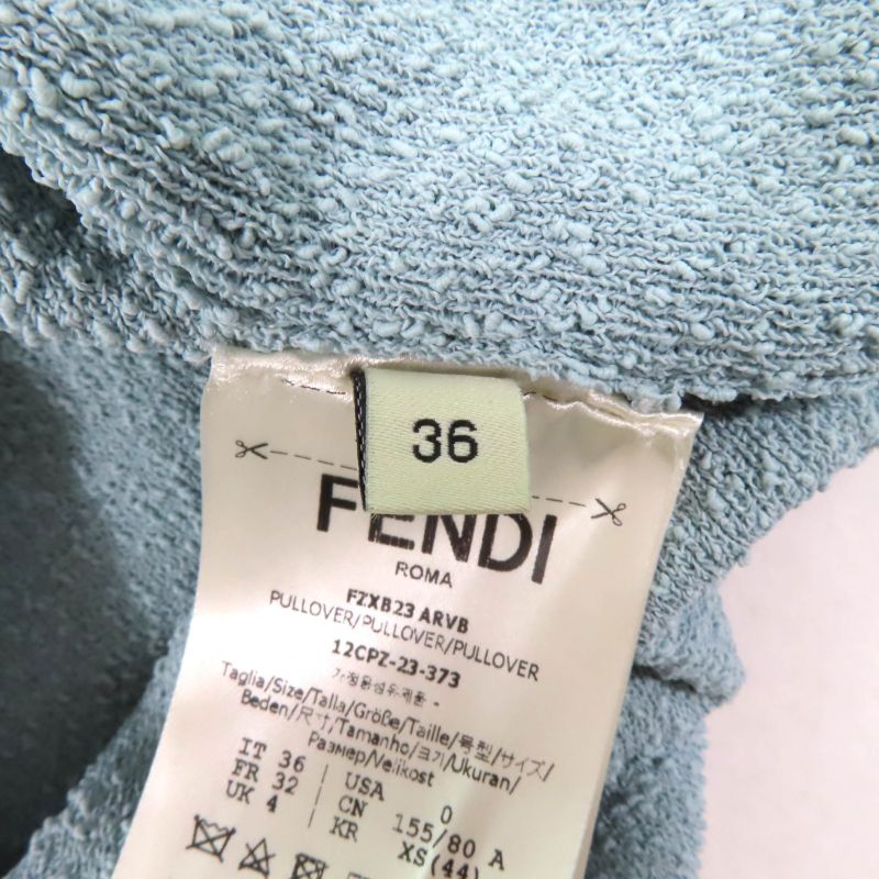 Fendi 2023 Fzxb23 Logo Design Asymmetrical Draped Knit Blue 36 Storage With Bag