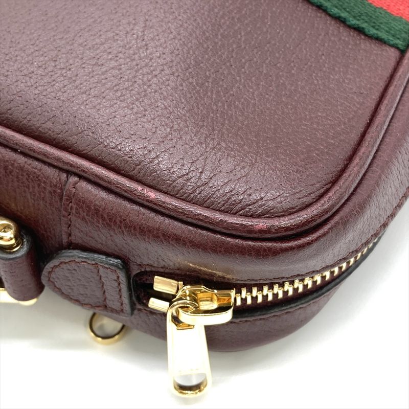 Gucci Ophidia Shoulder Bag Leather Bordeaux Gold Hardware Women