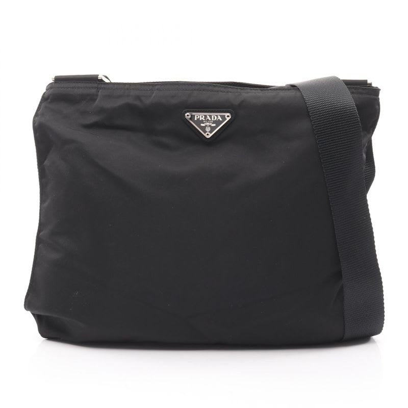 Prada Shoulder Bag Black Nylon Triangle Logo