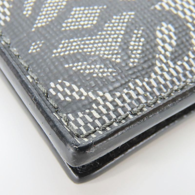 Loewe Bifold Wallet Anagram Leather PVC Gray Black Card Total Billfold Men Loewe