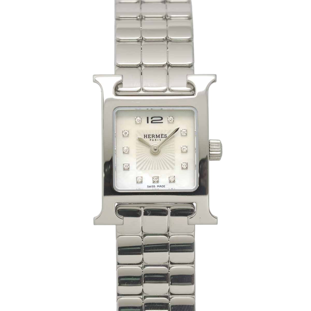 Hermes Watch Mini Hh1 110 Diamond White Shell Quartz