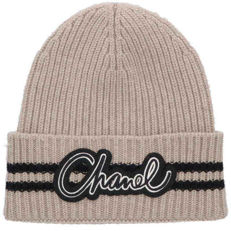 Chanel Logo Patch Knit Cap Beanie Men's