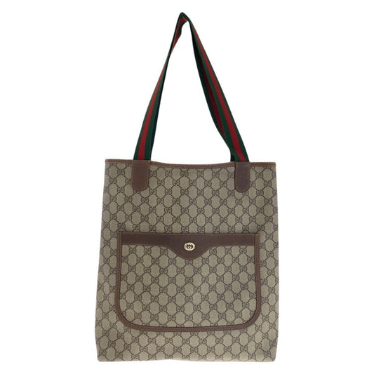 Gucci Vintage Sherry Line Beige Brown GG Supreme Canvas Leather 123 02 003 Tote
