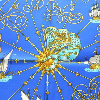 Hermes 90 Voiles De Lumiere Sailing Ship Of Light Blue Ship Silk Scarf Box