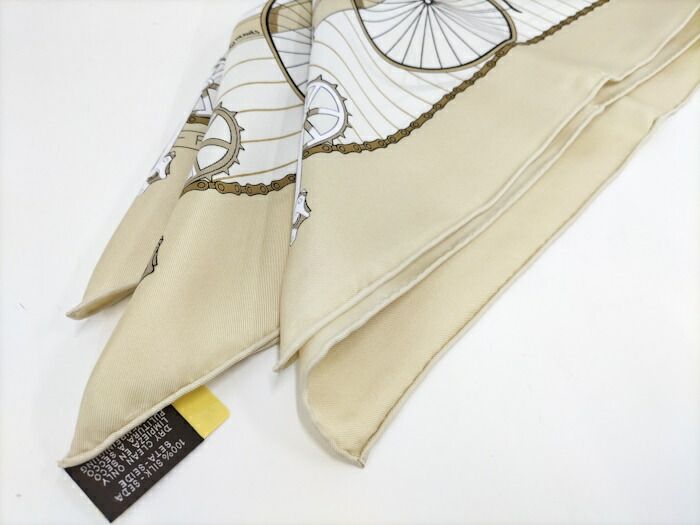 Hermes Scarf Carré 90 LES Becanes Bicycle Motif 100% Silk