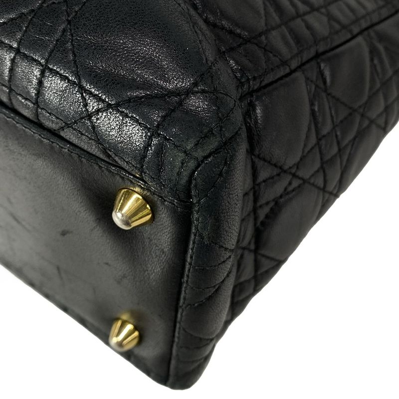 Dior/christian Dior Handbag Lady Dior Large Bag Black Leather