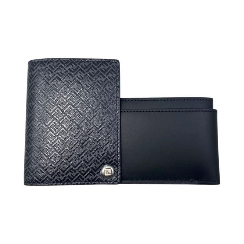 Fendi Card Case Flip Case 7m0312 Aglp F0l6b Ff Logo Asphalt Black Gray Silver