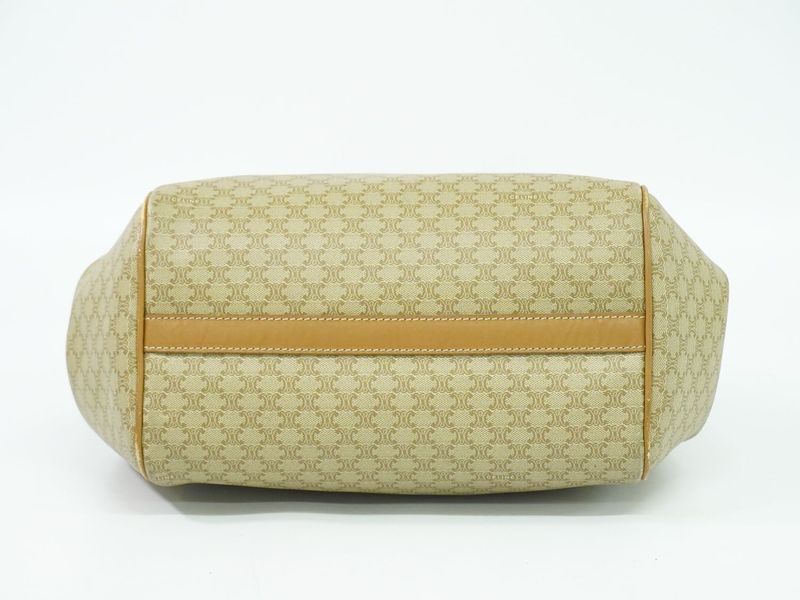 Authentic Celine Macadam Shoulder Bag Tote Bag PVC Beige Macadam Bag Pre-owned