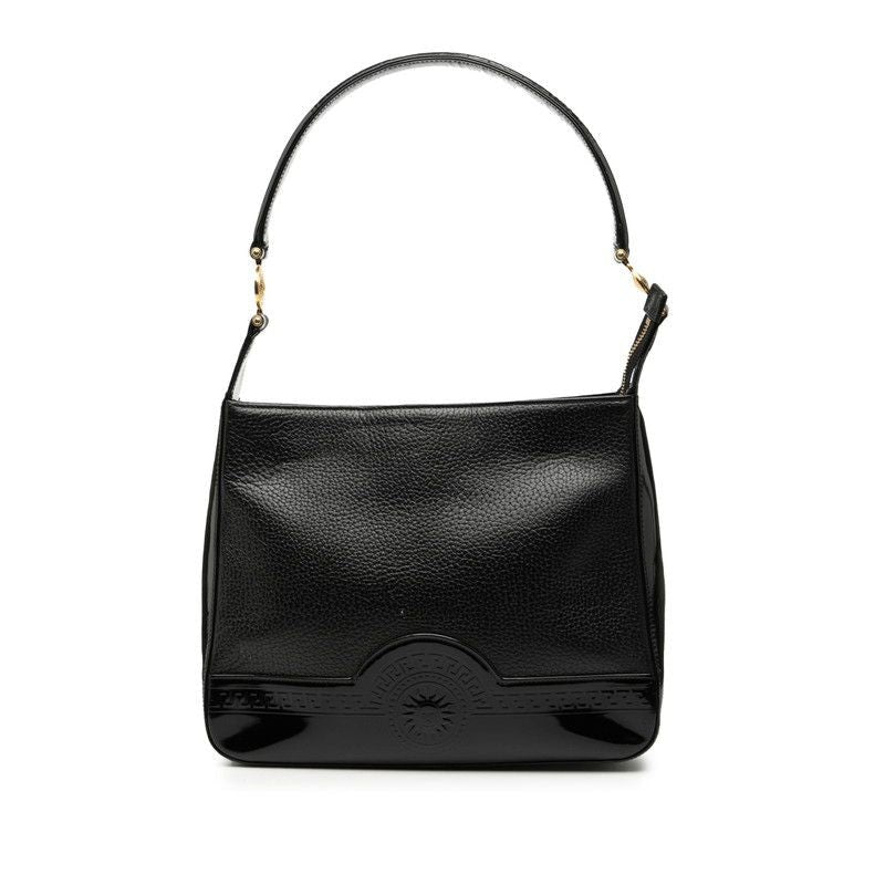 Versace Sunburst One Shoulder Bag Black Leather Patent