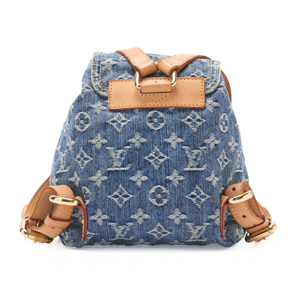 Louis Vuitton Monogram Denim Sac Ado PM M95057 Backpack Blue (gold Hardware)