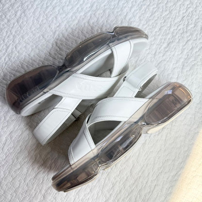 Prada Logo Thick Bottom Cloudbust Air Sandals Sport Sandals Cross Leather White