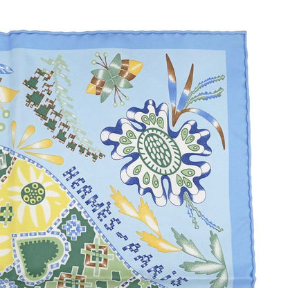Hermes Carre 45 Scarf EN Attendant Ulysse Silk Light Blue Bandana