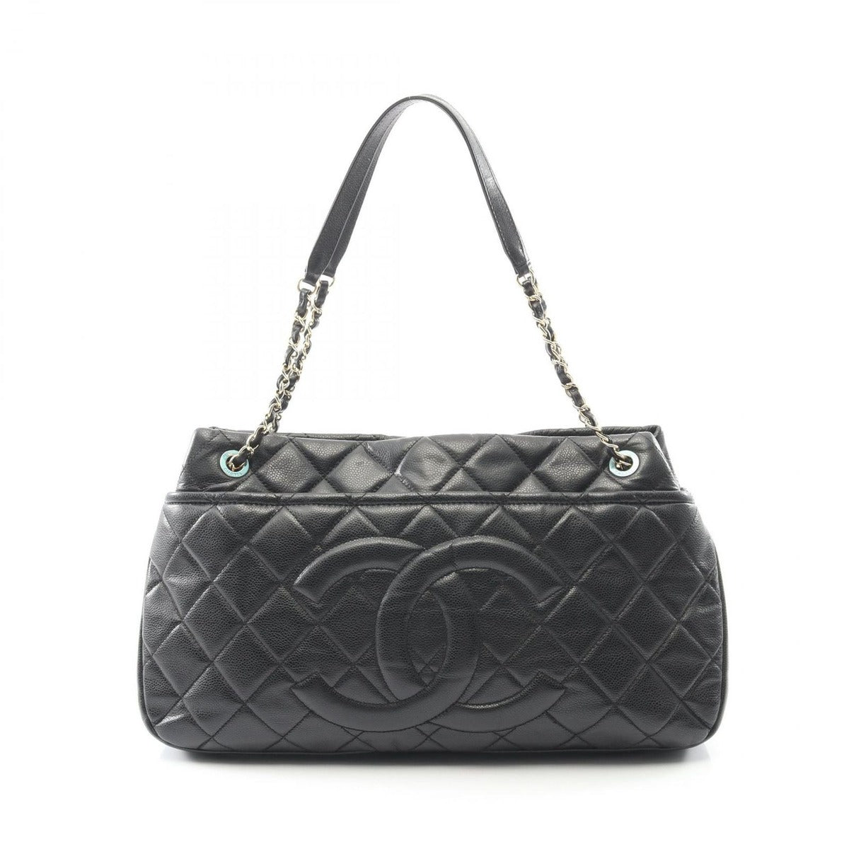 Chanel Tote Quilted Black Caviar Leather CC Logo