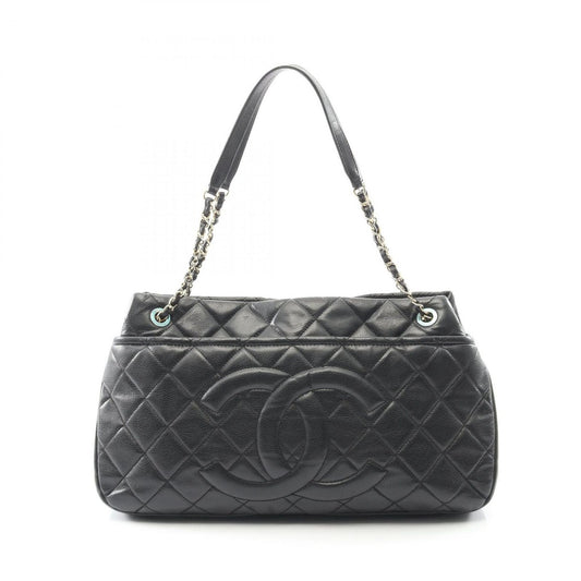 Chanel Tote Quilted Black Caviar Leather CC Logo