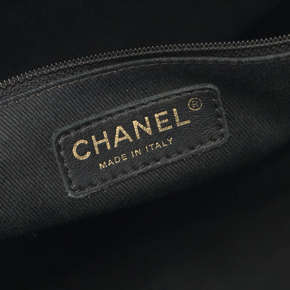 Chanel Tote Quilted Black Caviar Leather CC Logo — view 4