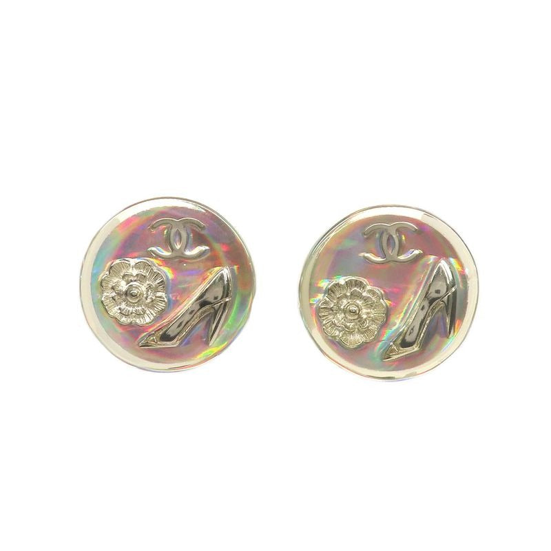 Chanel Earrings Round Shape Coco Mark Camellia Heel Motif Pair 97