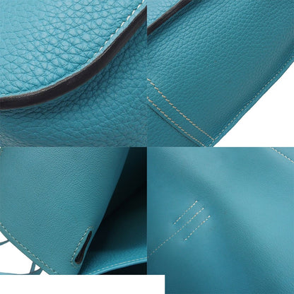 Hermes Halzan 31 Blue Sunseal Silver Taurillon Clemence 2-Way Shoulder Bag — view 7
