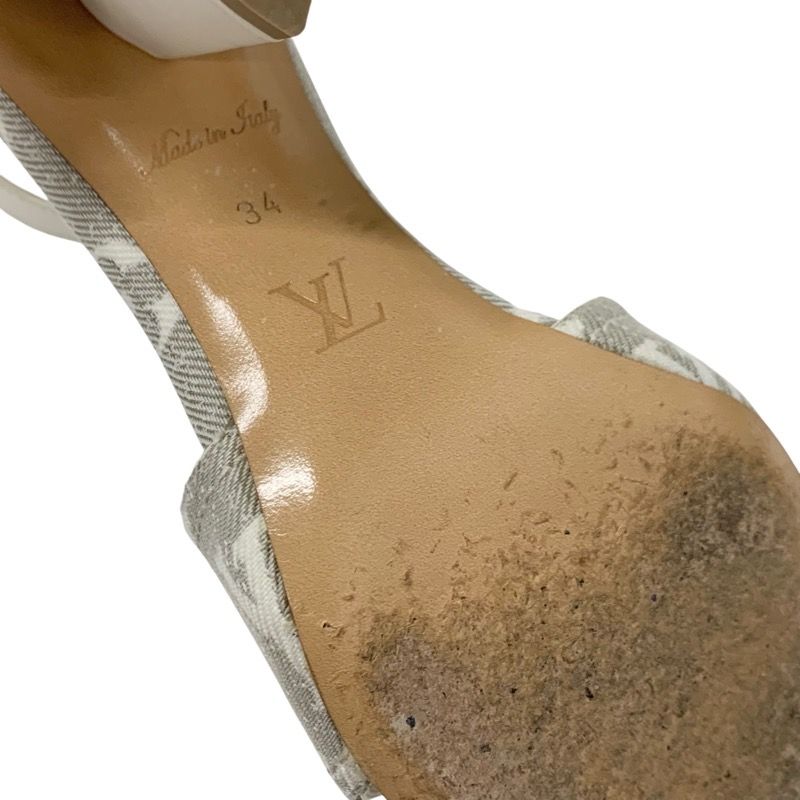 Louis Vuitton Silhouette Line Monogram Sandals Shoes Canvas Leather Light Gray