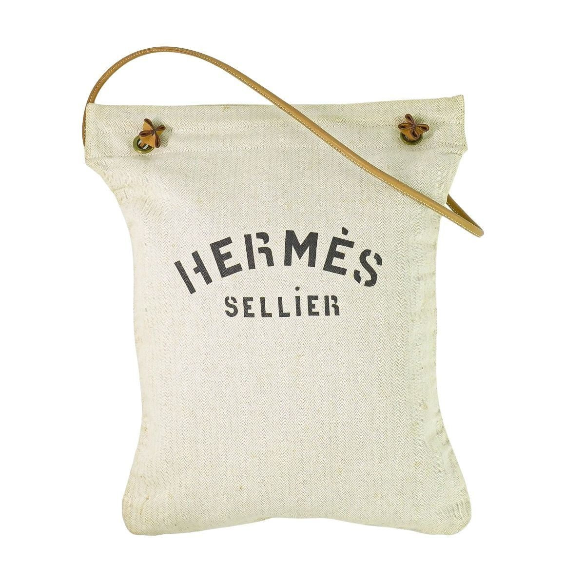 Hermes Aline GM Shoulder Bag Tote Canvas Ivory
