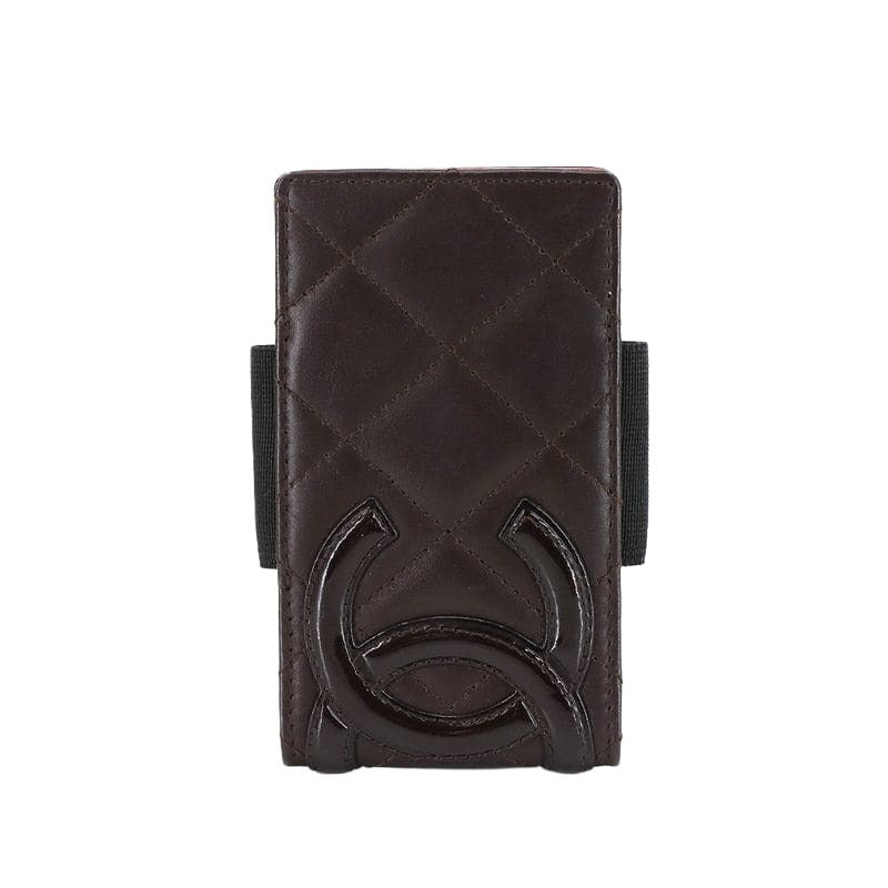Chanel Cambon Line Ipod Case Leather Enamel Brown