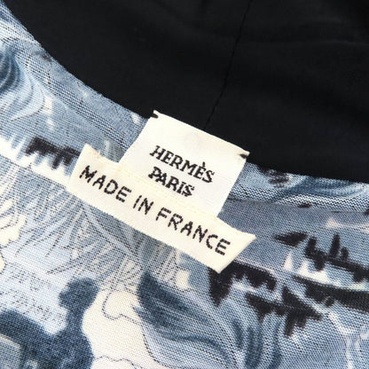 Hermes Fantaisie Pittoresque Pitoresque Dream Chiffon Dress With Belt Navy Blue