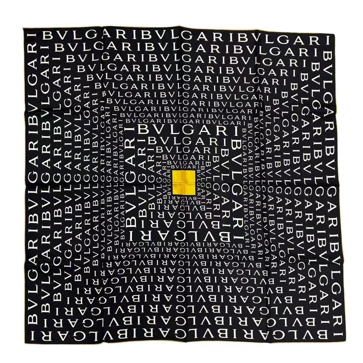 Bvlgari Scarf Large Silk Logo All Over Pattern Black