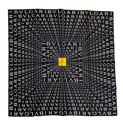 Bvlgari Scarf Large Silk Logo All Over Pattern Black