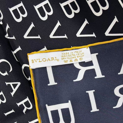 Bvlgari Scarf Large Silk Logo All Over Pattern Black — view 7