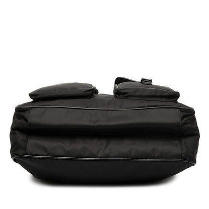 Prada Triangle Logo Plate Tote Shoulder Bag 2WAY Va0610 Black Nylon Leather