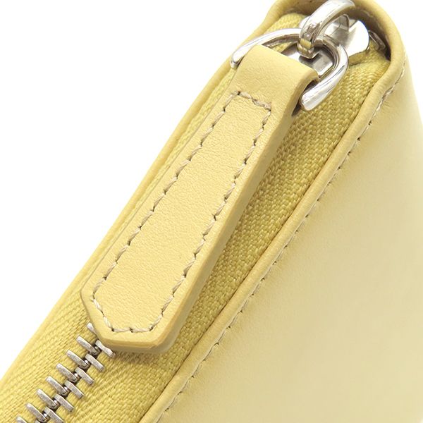 Fendi Long Wallet Robot Face Zip Around Leather Yellow Silver Hardware Round