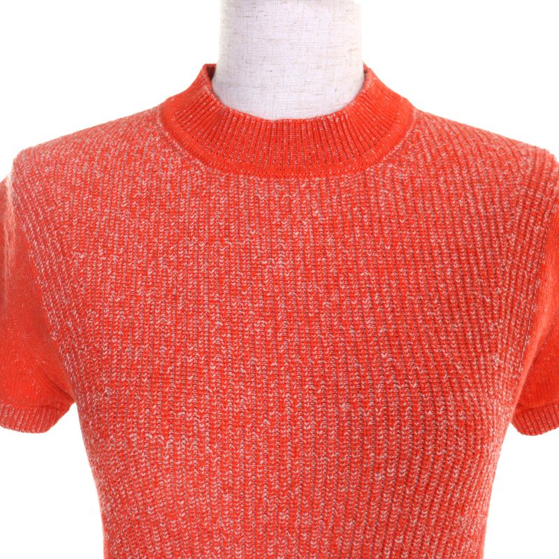 Hermes 2023 3h2600d1 100% Cashmere Circle Logo Part Short Sleeve Knit Top