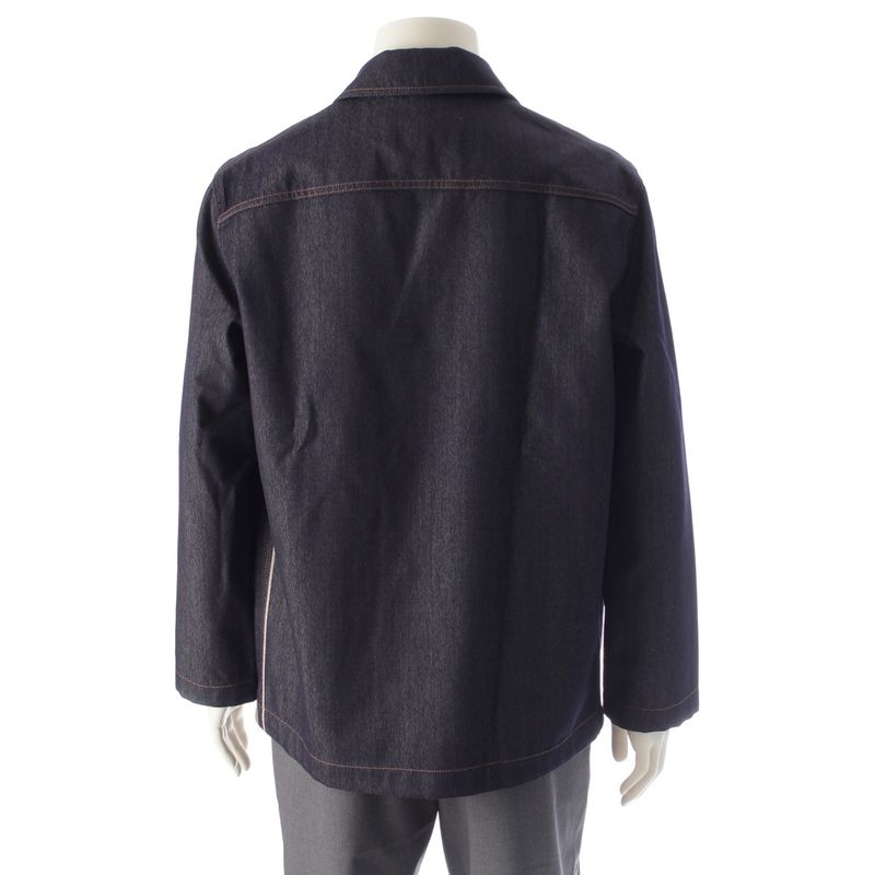 Loewe Denim Wool Calfskin Work Anagram Leather Patch Tailored Jacket Light