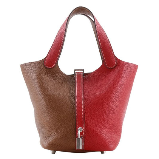 Hermes Picotin Lock Cazac 18PM Bicolor Taurillon Clemence Brown/red D Ladies