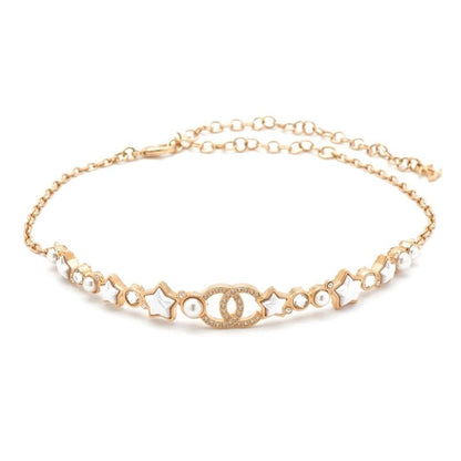 Chanel Necklace Pendant Choker Gold Coco Mark Rhinestone Star