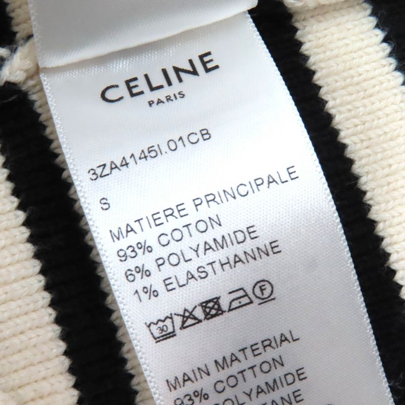 Celine 3za4145i Cotton Shoulder Button Striped Crewneck Long Sleeve Marine Knit