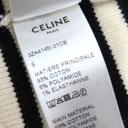 Celine 3za4145i Cotton Shoulder Button Striped Crewneck Long Sleeve Marine Knit
