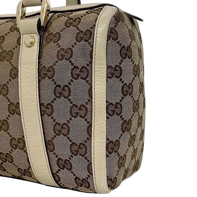 Gucci Mini Boston Bag Beige White Abby 130942 Excellent Condition