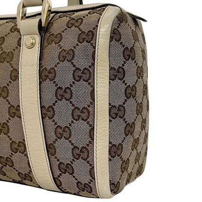 Gucci Mini Boston Bag Beige White Abby 130942 Excellent Condition